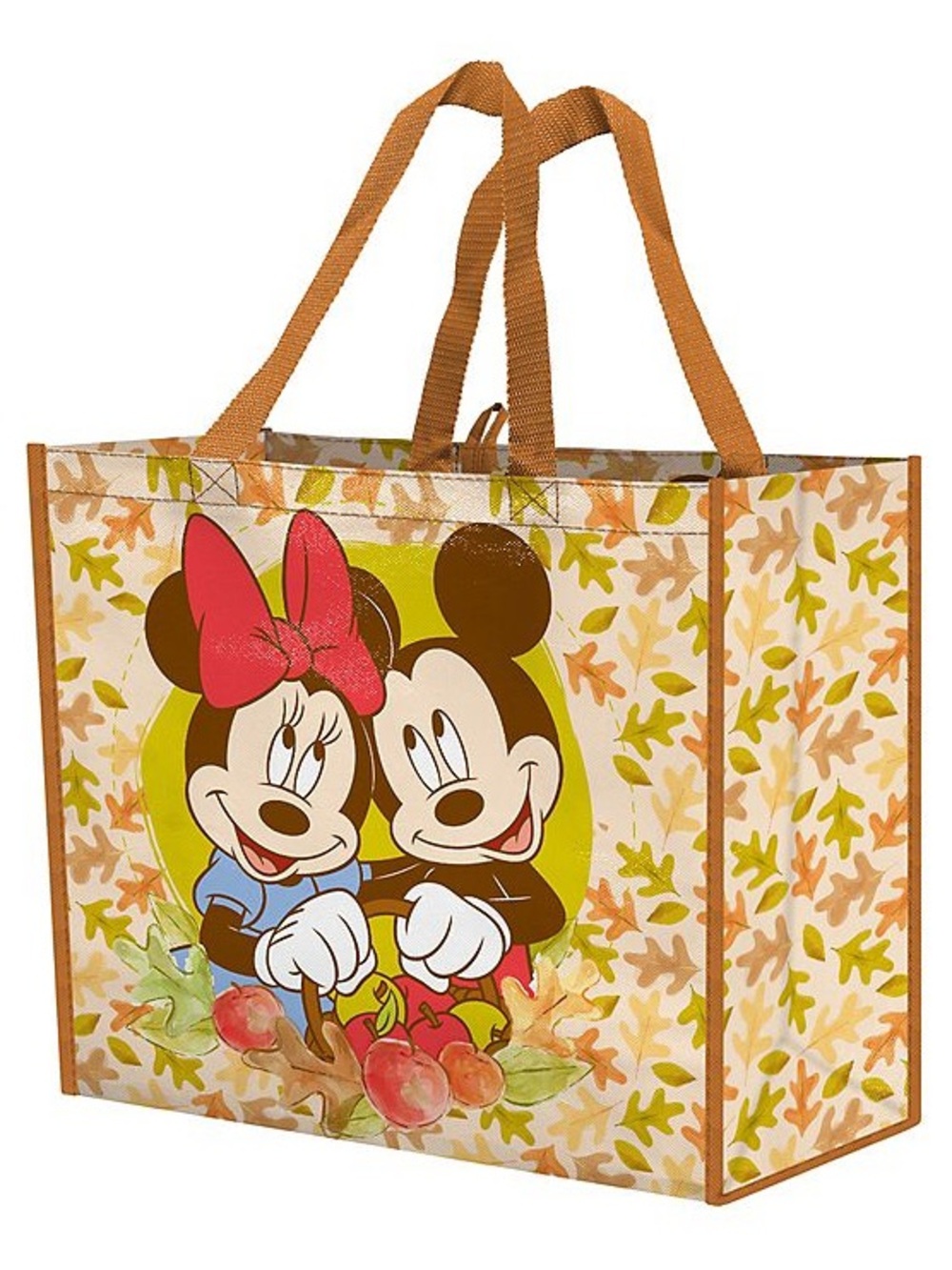 Mickey & Minnie Fall Leaves XtraLarge Tote Bag Disney Reusable Shopping Bag NWT